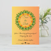 サフランイエローとマリゴールドのSave The Dateカード セーブザデート (スタンド正面)