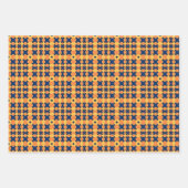 サフラン開花ネイビーオレンジアンドグリーンフローラ ラッピングペーパーシート (正面2)