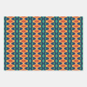 サフラン開花ネイビーオレンジアンドグリーンフローラ ラッピングペーパーシート (正面)