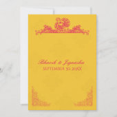 サフロンアンドピンクピーコックインディアン結婚式招待状 招待状 (正面)