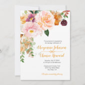 サフロンイエローピンクマウヴ素朴ズ結婚 | 招待状 (正面)