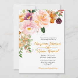 サフロンイエローピンクマウヴ素朴ズ結婚 | 招待状