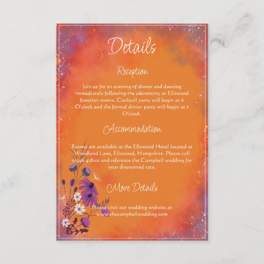 サフロンスカイワイルドフラワーズ – 垂直エンクロージャカード エンクロージャーカード (正面)