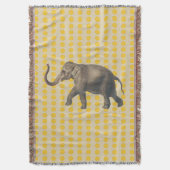 サフロンスパイスモーズドットと象 スローブランケット (正面縦)