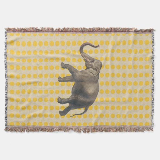 サフロンスパイスモーズドットと象 スローブランケット (正面)