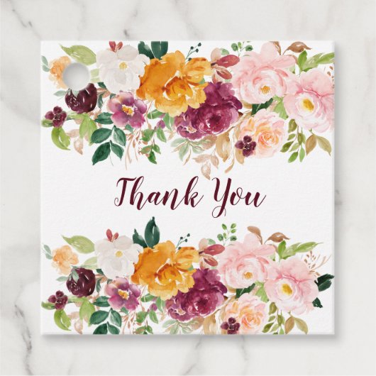 サフロンブルガンディピンクウォーター色バラ牡丹 フェイバータグ (正面)