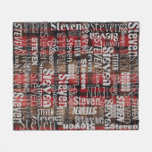 サブウェイアート任意の文字タータンチェック赤いバッパロのプレイド フリースブランケット (正面(横))