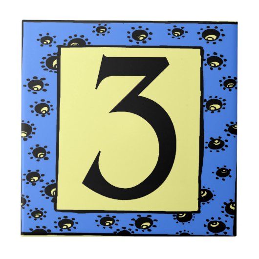 サブウェイタイルブルーフレームスター3 3つ タイル (正面)