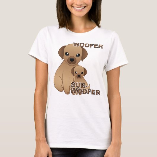 サブウーハー犬の子犬おもしろいTシャツ Tシャツ (正面)