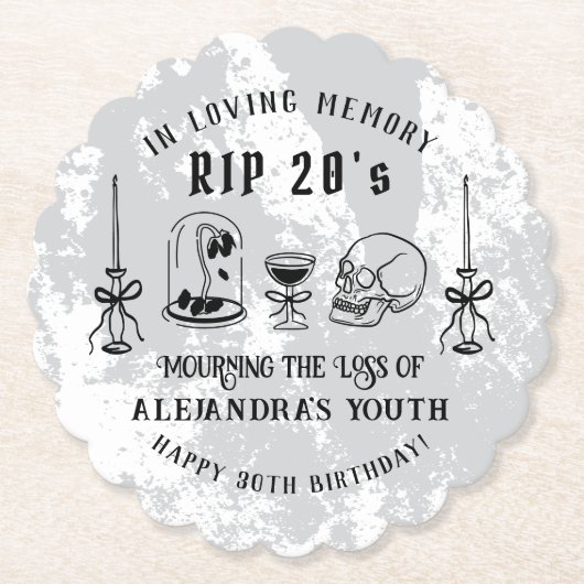 サブカルRIP 20代 さらば青春 30歳の誕生日 ペーパーコースター (正面)