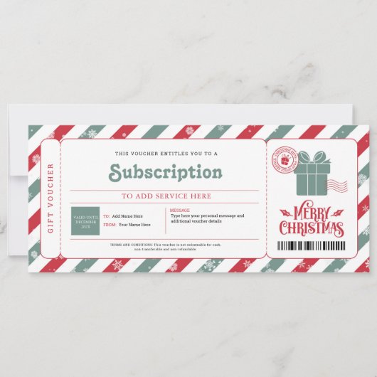 サブスクリプションサービス クリスマス ギフト券 招待状 (正面)