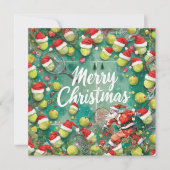 サブタとテニスコートのテニスクリスマス シーズンカード (正面)