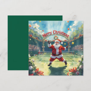 サブタとテニスコートのテニスクリスマス シーズンカード