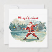 サブタとテニスコートのテニスクリスマス シーズンカード (正面)