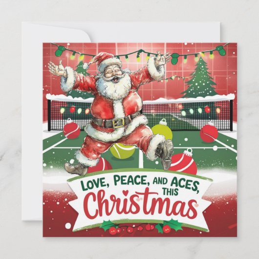 サブタとテニスボールが描かれたテニス クリスマス (正面)