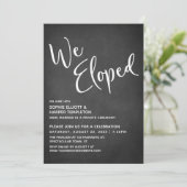 サブトルの黒板風デザインに「We Eloped」のタイポグラフィー 招待状 (スタンド正面)