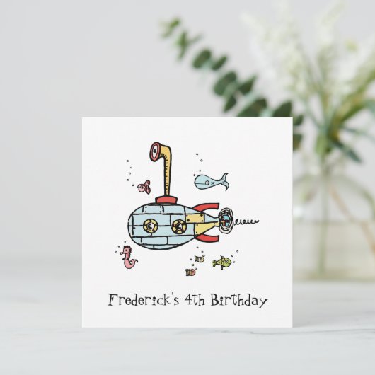 サブマパーソナライズされたリンチルドレン誕生日招待状 (スタンド正面)