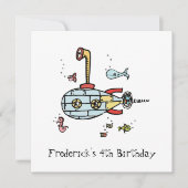 サブマパーソナライズされたリンチルドレン誕生日招待状 (正面)