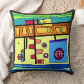 サブマリンライフオレンジイエローブルーグリーン クッション (ブランケット)