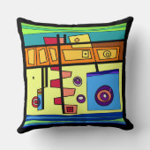 サブマリンライフオレンジイエローブルーグリーン クッション (裏面)