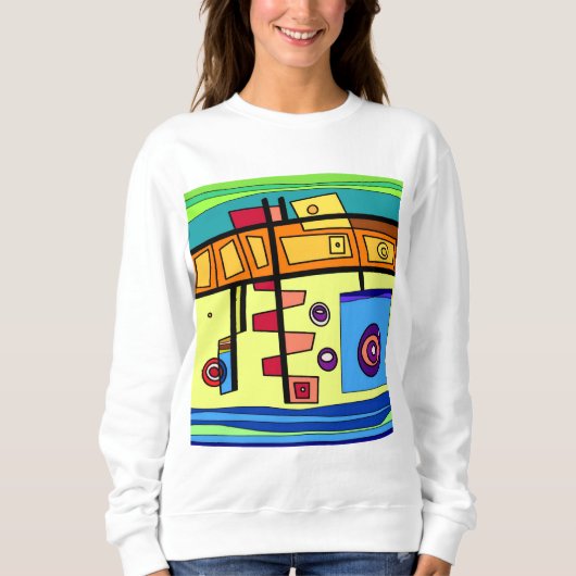 サブマリンライフオレンジイエローブルーグリーン スウェットシャツ (正面)