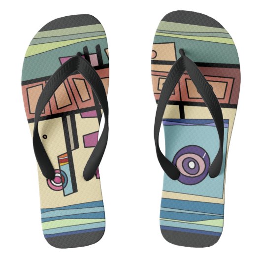 サブマリンライフブラウンパープルブルーグリーン ビーチサンダル (フットベッド)