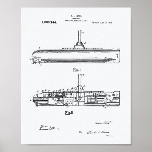 サブマリン1919パテントアートホワイト紙 ポスター (正面)