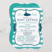 サブマ航海のイン；男の子の赤ちゃんシャワー招待状 招待状 (正面/裏面)