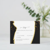 サブライムブラック金ゴールド結婚グリッター ポストカード (スタンド正面)