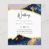 サブライムブルー金ゴールドアゲート結婚式招待状 (正面)