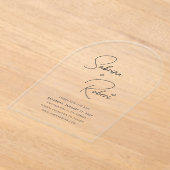 サブリナモダン結婚式の日付を保存 アクリル招待状 (レイダウン)