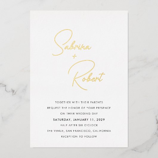 サブリナモダン結婚式招待状 箔招待状 (正面)