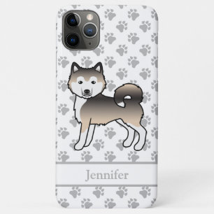 サブル・アラスカン・マラミュート かわいいキャラクター 犬 + 名前 iPhone 11 PRO MAXケース
