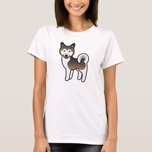 サブル+ホワイトのAlaskan Malamute犬のイラスト Tシャツ (正面)