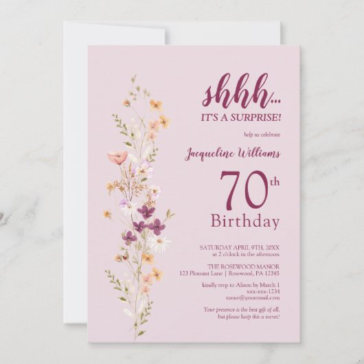 サプエレガントライズ70誕生日 招待状 (正面)