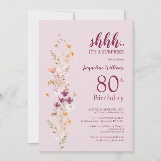 サプエレガントライズ80誕生日 招待状 (正面)