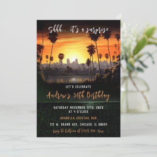 サプパーソナライズされたライズ50誕生日男性へ 招待状 (スタンド正面)