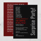 サプモダンライズ40歳誕生日ブラックレッドメタリック 招待状 (正面/裏面)