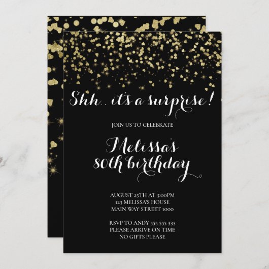 サプライエレガントズ誕生日パーティーグリッター紙吹雪 招待状 (正面/裏面)