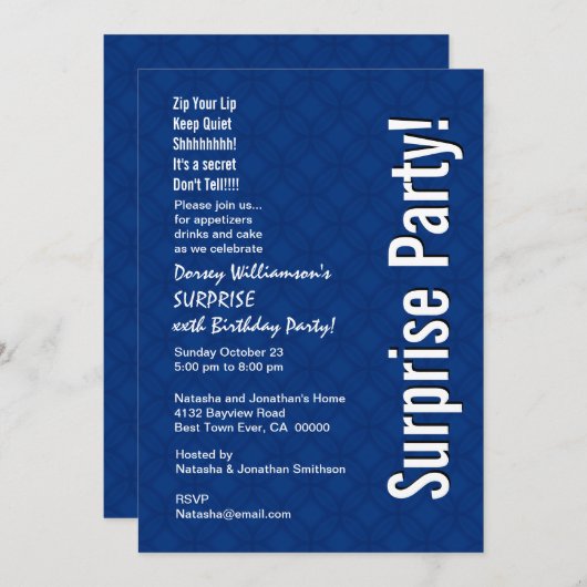 サプライカスタムズ王室のモダン誕生日ブルーバー005 招待状 (正面/裏面)