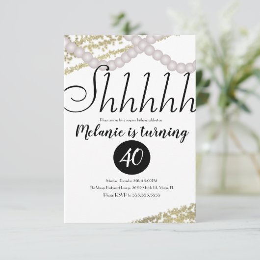 サプライスシャフパールフォイルバースデーパーティー 招待状 (スタンド正面)