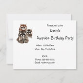 サプライズおもしろいアライグマ動物誕生日招待状 招待状 (裏面)