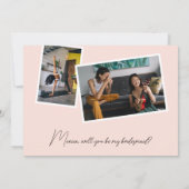 サプライズして！私の花嫁の介添人になってくれる？ フォト ブラッシュ ピンク 招待状 (裏面)