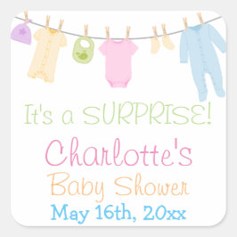 サプライズの小さな服ベビーシャワーパーティー スクエアシール
