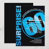 サプライズはっきりした誕生日招待状 – ブルー60th 招待状 (正面/裏面)