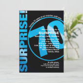 サプライズはっきりした誕生日招待状 – ブルー70th 招待状 (スタンド正面)