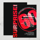 サプライズはっきりした誕生日招待状 – 赤60日 招待状 (正面/裏面)