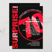 サプライズはっきりした誕生日招待状 – 赤70日 招待状 (正面/裏面)