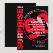 サプライズはっきりした誕生日招待状 – 赤90日 招待状 (正面/裏面)