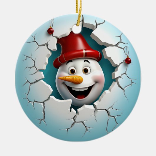 サプライズアイスブレーカー雪だるま セラミックオーナメント (正面)